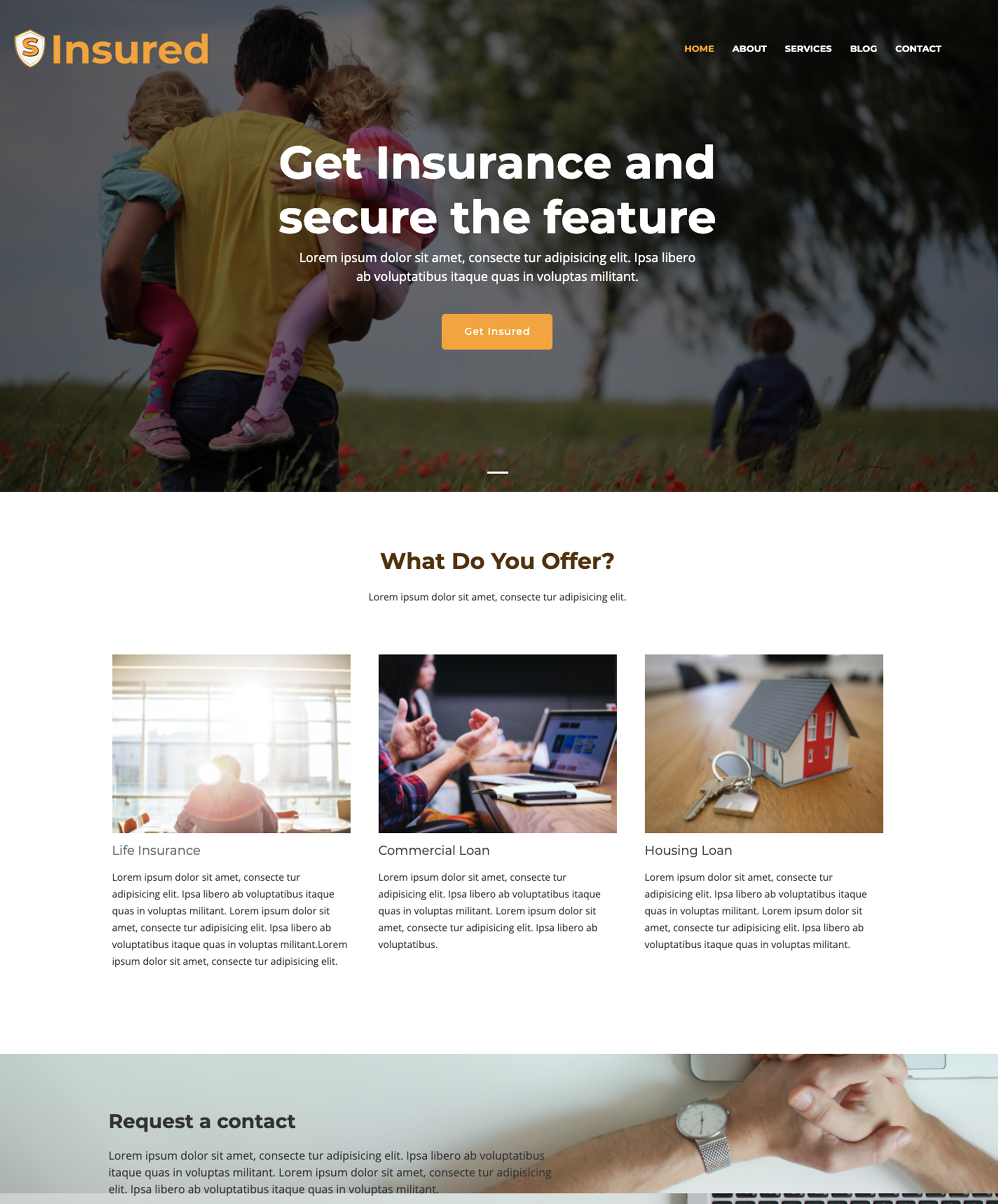Web design for insurance theme 1