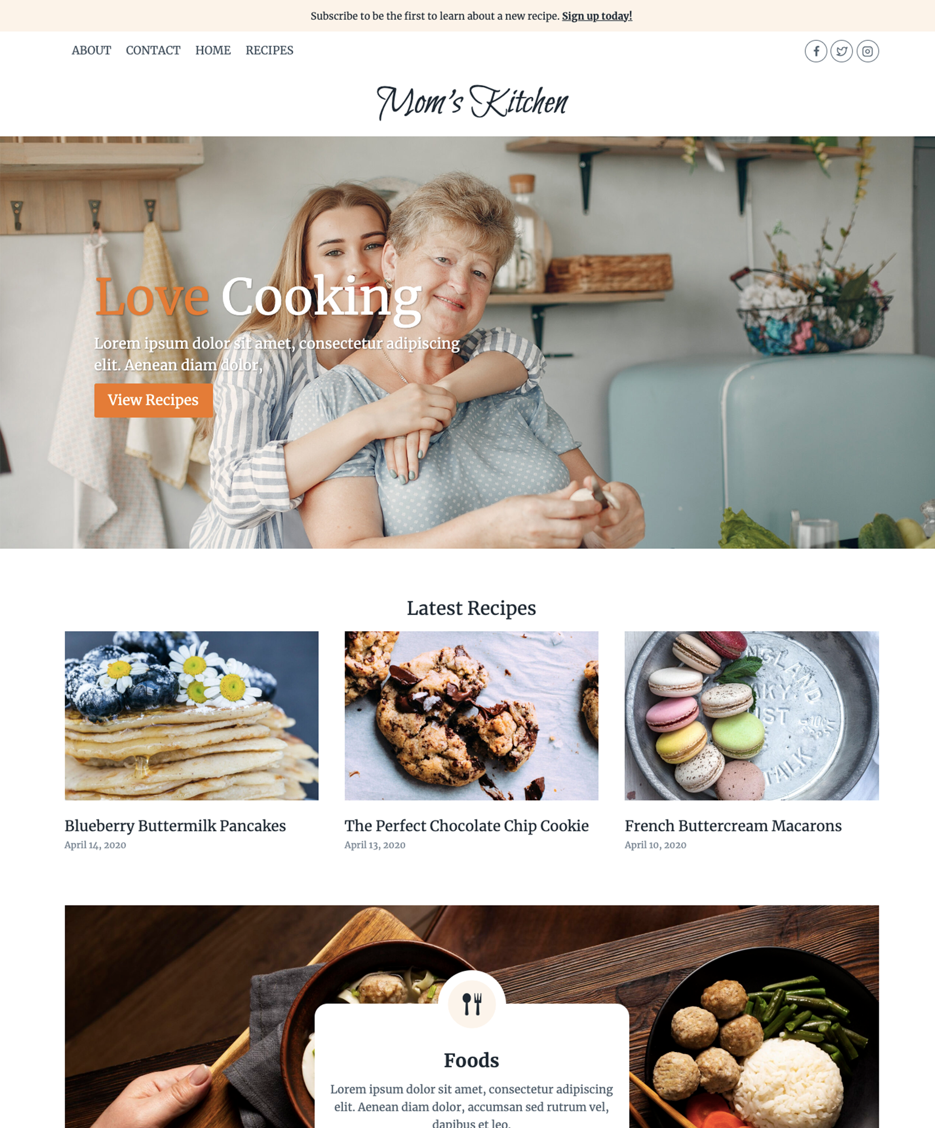Web design for cooking theme 3