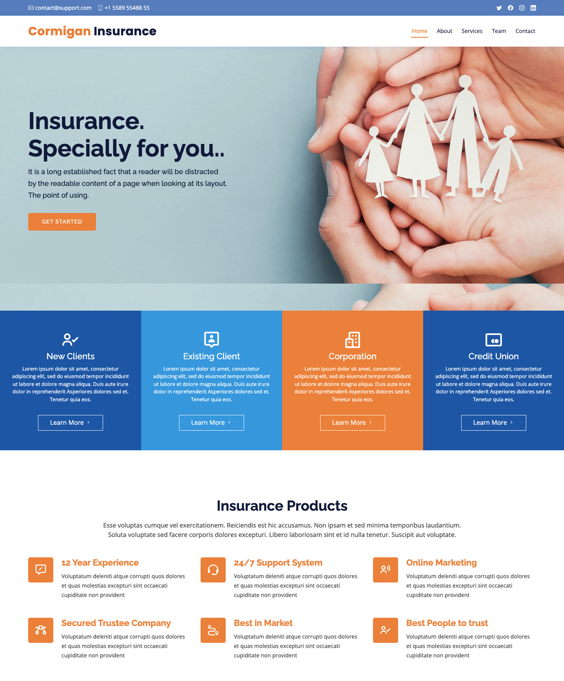 Web design for insurance theme 2