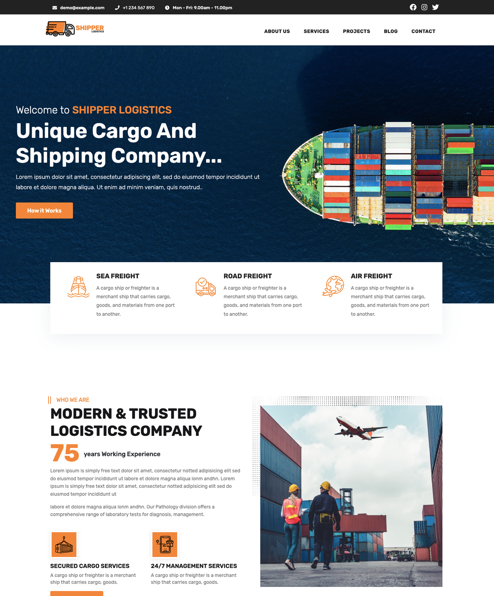 Web design for logistics theme 3