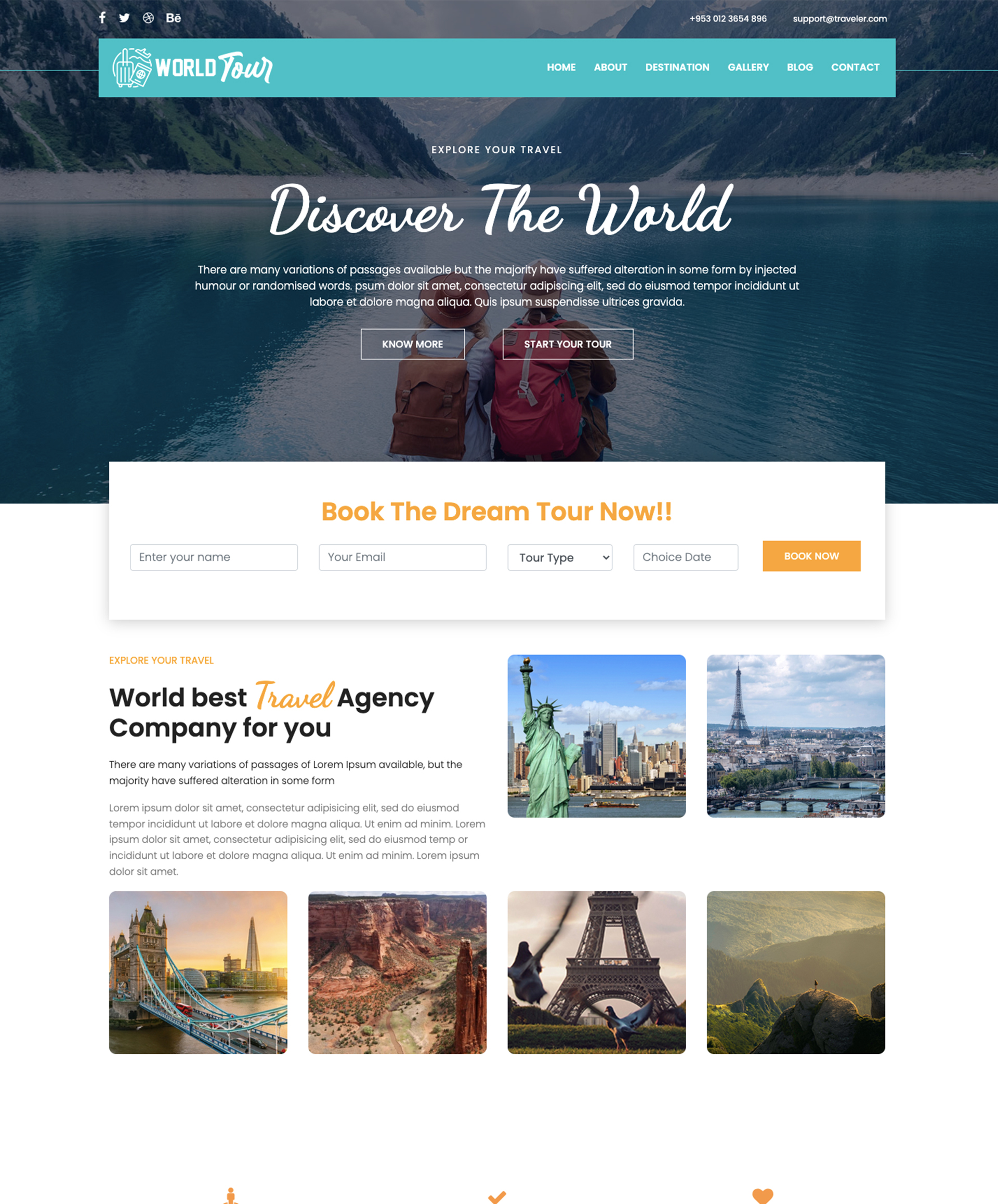 Web design for travel & tours theme 3
