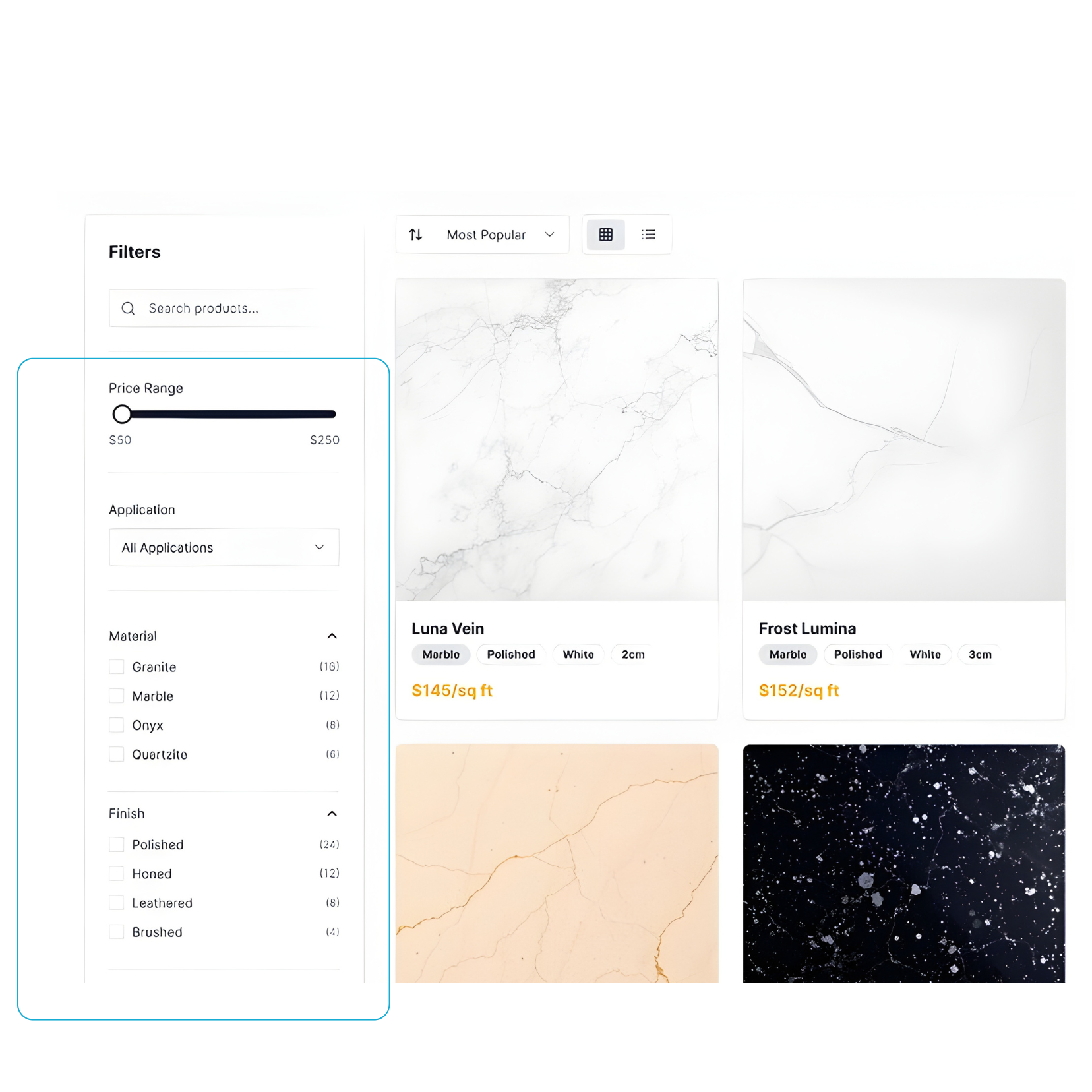 Product Filter Interface